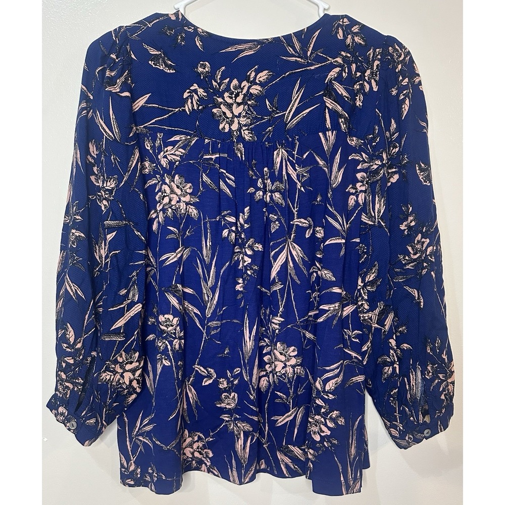 By Anthropologie Women's Indigo Floral Embroidered Peasant‎ Top Size XS - Picture 9 of 9